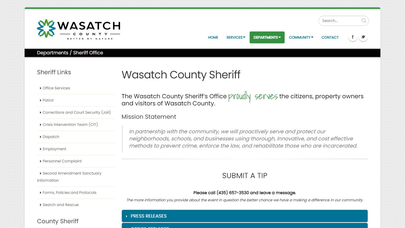 Wasatch County Goverment - County Sheriff