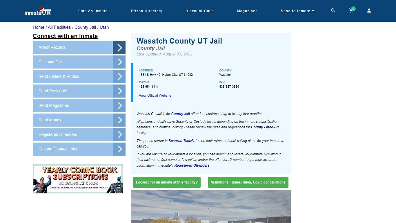 Wasatch County UT Jail - Inmate Locator - Heber City, UT