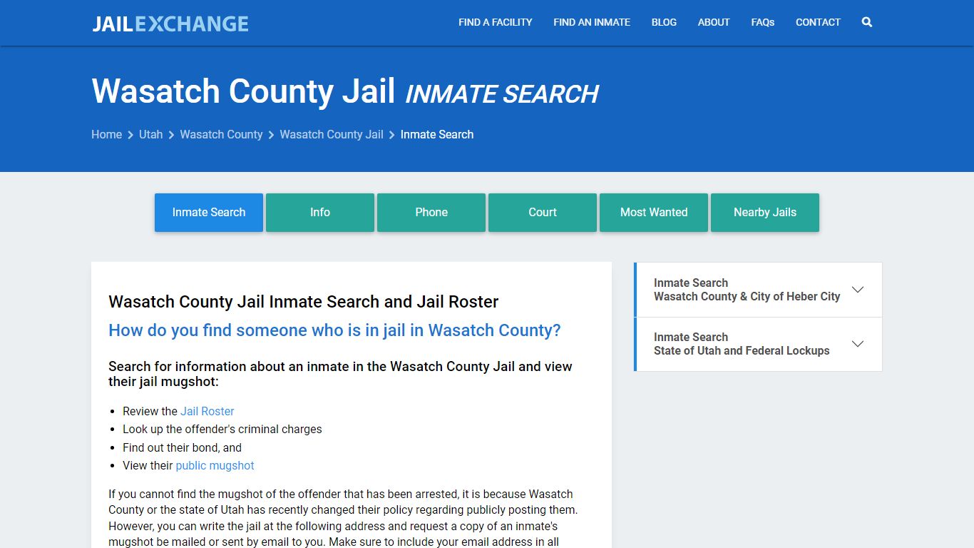 Inmate Search: Roster & Mugshots - Wasatch County Jail, UT