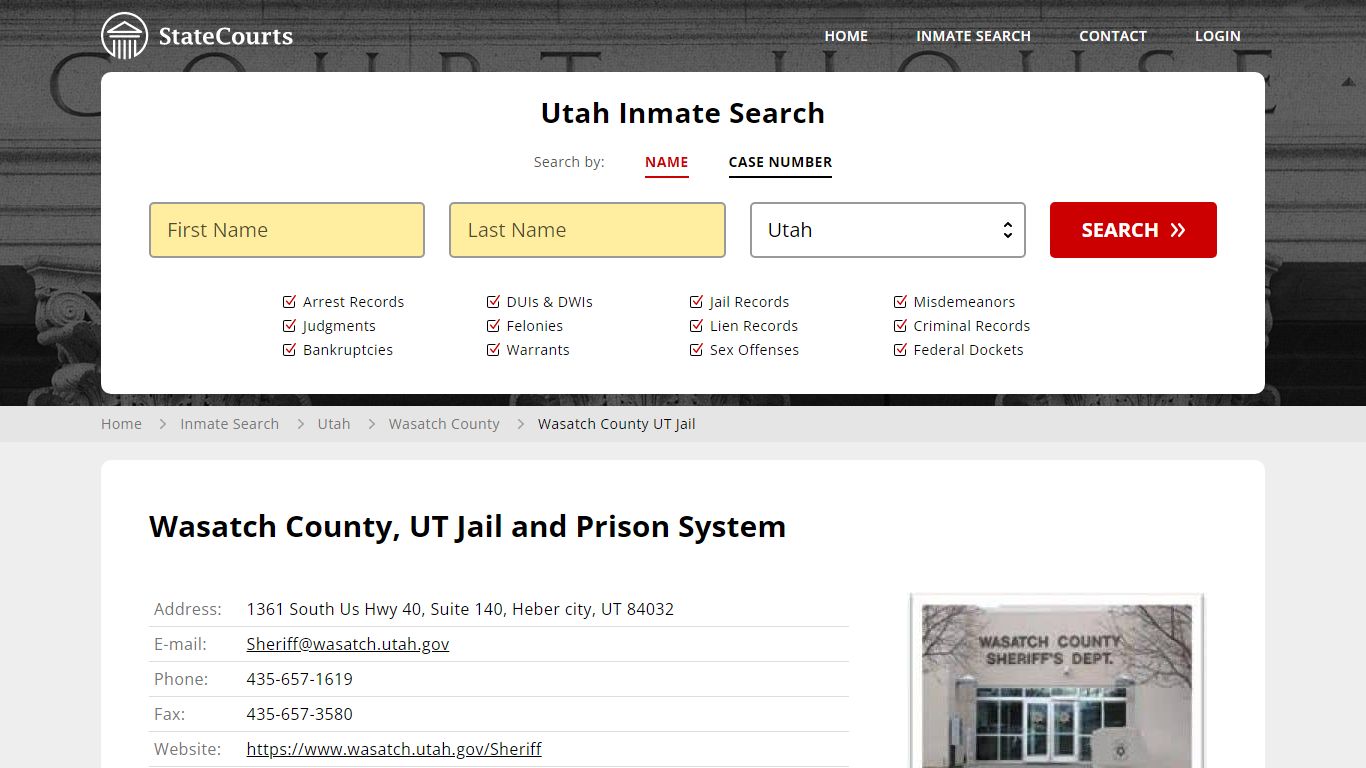 Wasatch County UT Jail Inmate Records Search, Utah - StateCourts